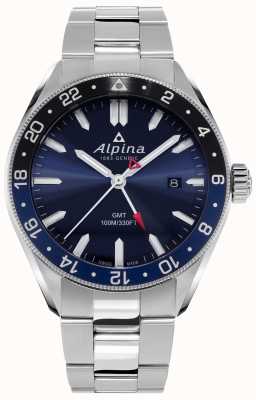 Alpina Alpiner石英gmt |蓝色表盘|不锈钢手链 AL-247NB4E6B