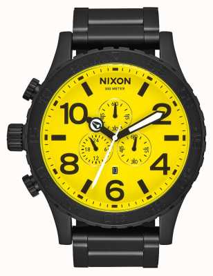 Nixon 51-30计时|全黑/黄色|黑色ip钢手链|黄色表盘 A083-3132-00
