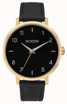 Nixon 箭革|金色/黑色|黑色皮革表带|黑色表盘 A1091-513-00