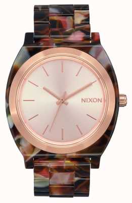 Nixon 时间出纳员醋酸盐 |玫瑰金/粉龟纹|玫瑰金表盘 A327-3233-00