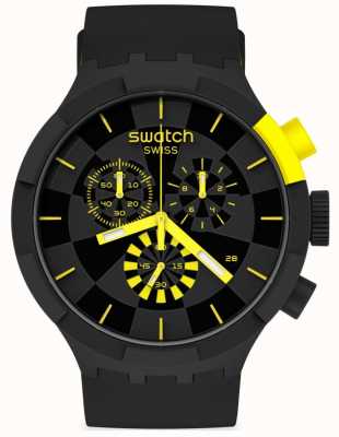 Swatch 检查站黄色|大胆计时码表|黑色/黄色硅胶表带|黑色表盘 SB02B403