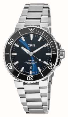 ORIS Aquis 日期自动上链（41.5 毫米）蓝色表盘/不锈钢表链 01 733 7766 4135-07 8 22 05PEB