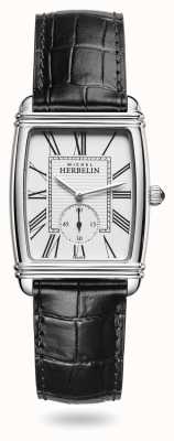 Herbelin 男士 |装饰艺术 |银色表盘 |黑色皮革表盘 10638/08 10638AP08