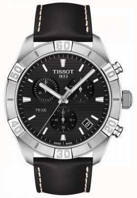 Tissot Pr100运动|计时码表|黑色表盘|黑色皮革表带 T1016171605100