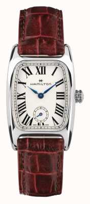 Hamilton 美国经典博尔顿小秒针石英米（23.5毫米）白色表盘/牛血红色皮表带 H13321811
