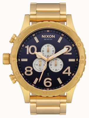 Nixon 51-30 计时码表 |全金/靛蓝|黄金ip手链|靛蓝色表盘 A083-2033