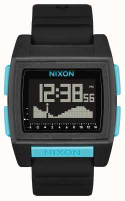 Nixon 基潮亲|全黑/蓝|数字|黑色硅胶表带 A1307-602
