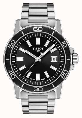 Tissot 超级运动黑色表盘|不锈钢手链 T1256101105100