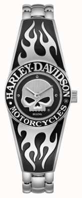 Harley Davidson 女士火焰状Willie G骷髅表盘|不锈钢手镯 76L190