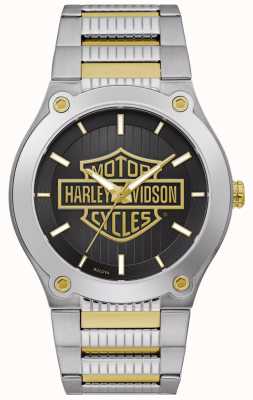 Harley Davidson 男士两音钢手链|黑色表盘 78A126