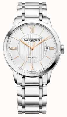 Baume & Mercier 克莱斯麦自动腕表 (40 毫米) 乳白色银色扭索饰纹表盘 / 双色不锈钢表链 M0A10374