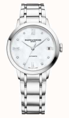 Baume & Mercier 克莱斯麦钻石自动腕表（34毫米）珍珠母贝表盘/精钢表链 M0A10496