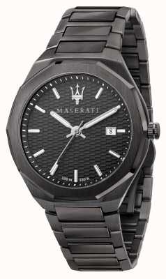 Maserati 男士 stile 3h 数据黑色镀金手表 R8853142001
