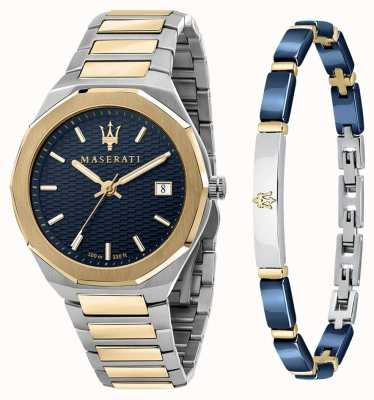 Maserati Stile 3h 男士礼品套装手表和手链 R8853142008