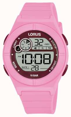 Lorus 数字手表粉色硅胶表带 R2367NX9