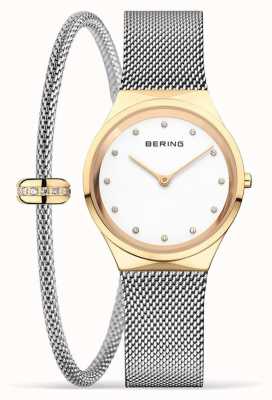 Bering 女士经典抛光金表和手链套装 12131-010-190-GWP1
