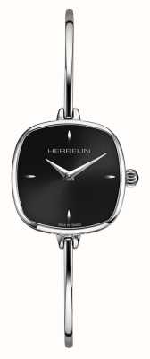 Herbelin Fil 女士方形黑色表盘不锈钢手链 17207B14