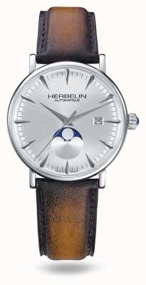 Michel Herbelin 灵感银色表盘棕色皮表带限量版腕表 1547/TN12GP