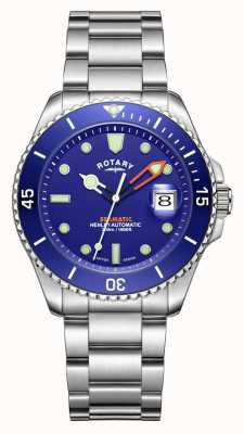 Rotary 男士亨利 seamatic 自动蓝色表盘手表 GB05430/05