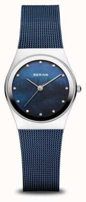 Bering 经典 |蓝色珍珠母贝表盘|蓝色米兰尼斯表带|抛光不锈钢表壳 12927-307