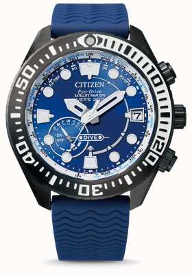 Citizen 卫星波潜水gps |蓝色表盘 |蓝色硅胶表带 CC5006-06L