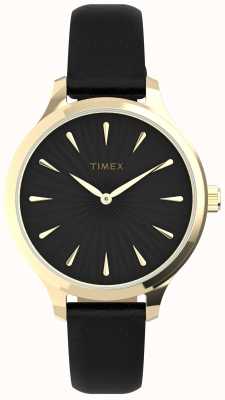 Timex Peyton 金色表壳和黑色表带搭配黑色表盘 TW2V06600