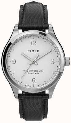 Timex 女士 waterbury 银色表壳和黑色表带 TW2U97700