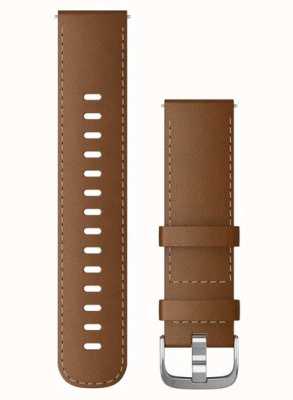 Garmin 快拆表带（22 毫米）棕色皮革/银色五金配件 - 仅表带 010-12932-24