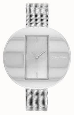 Calvin Klein 雕塑银色矩形表盘|钢网手链 25200016
