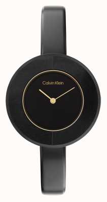 Calvin Klein 女士黑色表盘|黑色不锈钢手镯手链手表 25200024