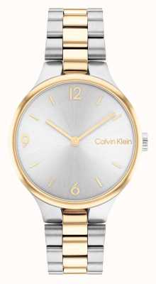 Calvin Klein 两色金银手表银色太阳纹表盘 25200132