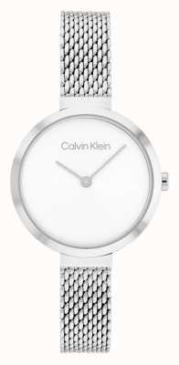 Calvin Klein T-bar 不锈钢网状表链 白色表盘 25200082