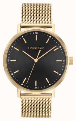 Calvin Klein 男士黑色表盘|金色不锈钢手链 25200049