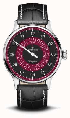 MeisterSinger Pangea day date 新款红色/黑色表盘黑色皮革表带 PDD902R