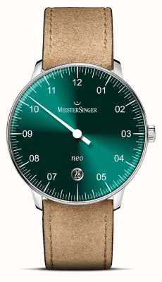 MeisterSinger Neo sunburst绿色渐变棕色皮革表带 NE919D