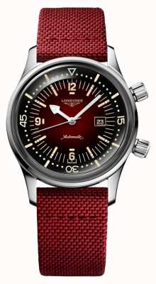 LONGINES 传奇潜水员红色织物表带手表 L33744402