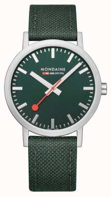 Mondaine 经典 36 毫米森林绿色织物表带腕表 A660.30314.60SBF