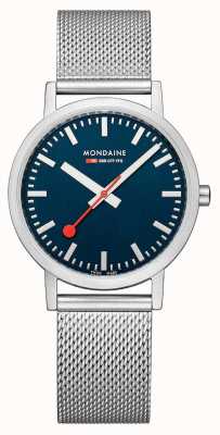Mondaine 经典 36 毫米蓝色表盘网状钢表链 A660.30314.40SBJ