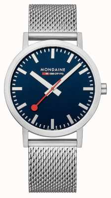 Mondaine 经典 40 毫米蓝色表盘钢网腕表 A660.30360.40SBJ
