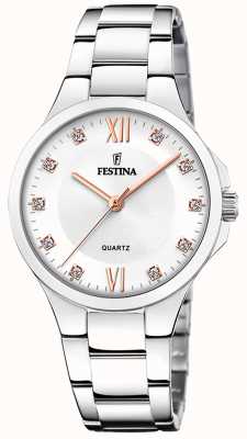 Festina 女士精钢手表，配 cz 套装和精钢表链 F20582/1