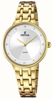 estina 女士金色手表 w/cz 套装和钢手链 F20601/1