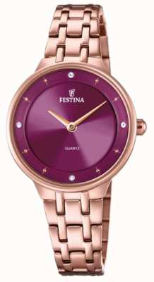 Festina 女士玫瑰-pltd。手表 w/cz 套装和钢表链 F20602/2