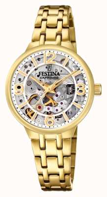 Festina 女士 Gold-pltd.skeleton 自动腕表带手链 F20617/1