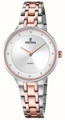 Festina 女士玫瑰-PLT。手表 w/cz 套装和钢手链 F20626/1