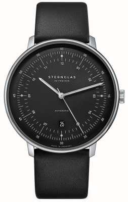 STERNGLAS 汉堡自动腕表 (42 毫米) 黑色表盘 / 黑色皮革 S02-HH11-PR07