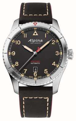 Alpina Startimer 飞行员 |黑色表盘 |棕色皮表带 AL-525BBG4S26