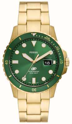 Fossil 男士镀金手链绿色表盘 FS5950