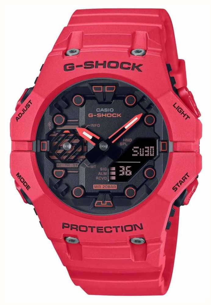 Casio 男士蓝牙 g-shock combi 红色一体式表圈和表带 GA-B001-4AER